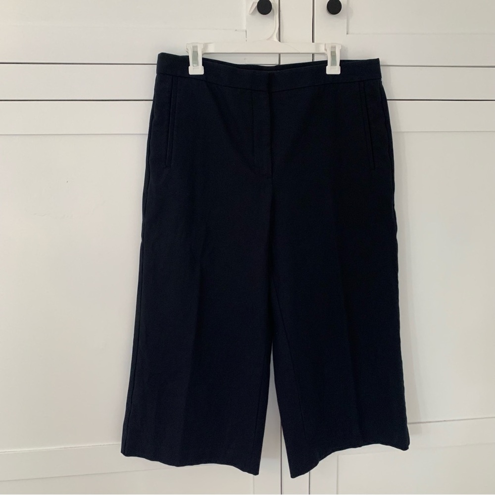 Ann Taylor Petite Black Crop Wide Leg Trouser Size 14 Petite